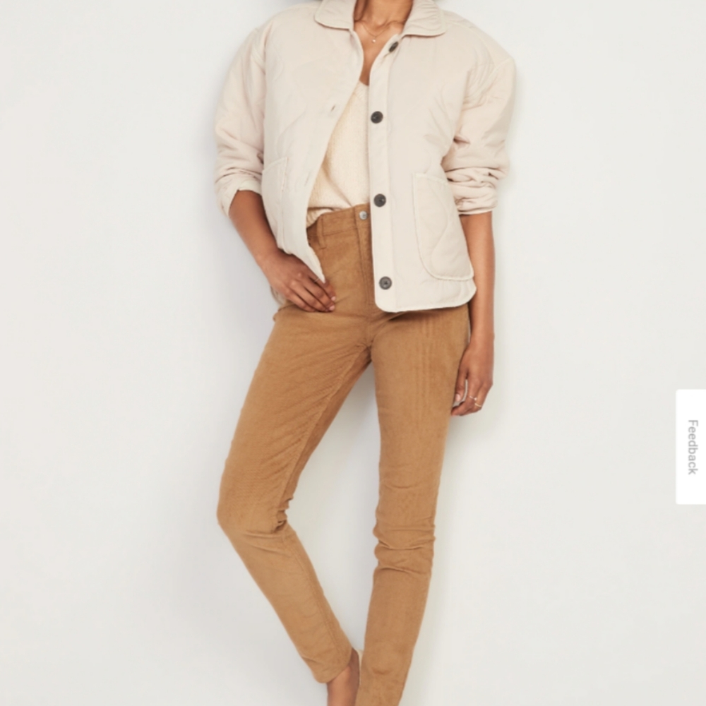 Old Navy Women's Lt Brn Corduroy High Rise Rock Star  Secret Smooth Pocket 4Tall